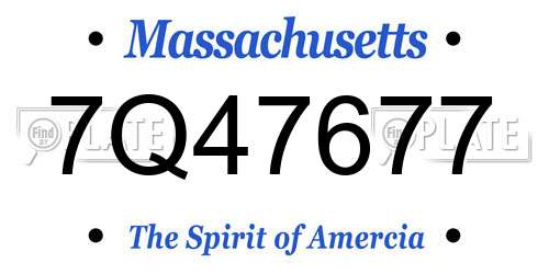 7Q47677 Massachusetts License Plate
