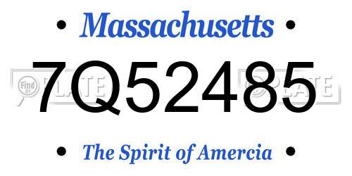 7Q52485 Massachusetts License Plate