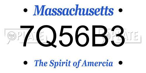 7Q56B3 Massachusetts License Plate