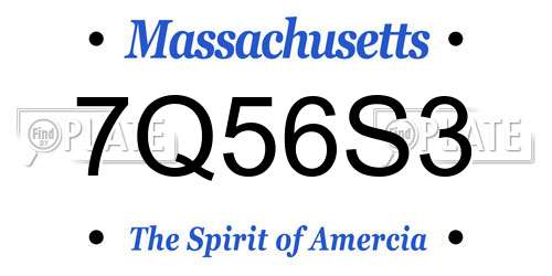 7Q56S3 Massachusetts License Plate
