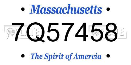 7Q57458 Massachusetts License Plate