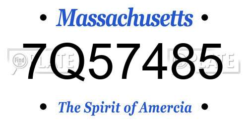 7Q57485 Massachusetts License Plate