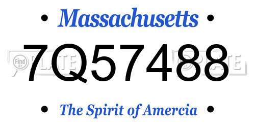 7Q57488 Massachusetts License Plate