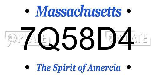 7Q58D4 Massachusetts License Plate