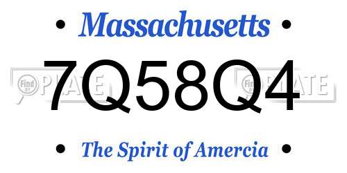 7Q58Q4 Massachusetts License Plate