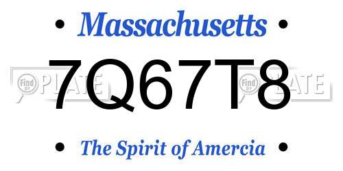 7Q67T8 Massachusetts License Plate