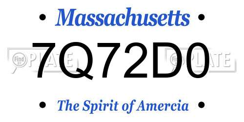 7Q72D0 Massachusetts License Plate