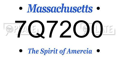7Q72O0 Massachusetts License Plate