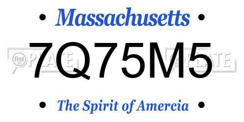 7Q75M5 Massachusetts License Plate