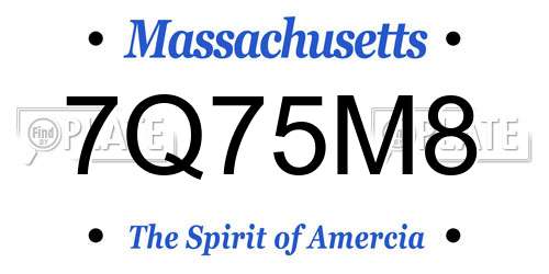 7Q75M8 Massachusetts License Plate