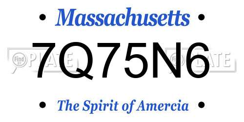 7Q75N6 Massachusetts License Plate