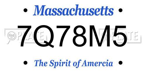 7Q78M5 Massachusetts License Plate