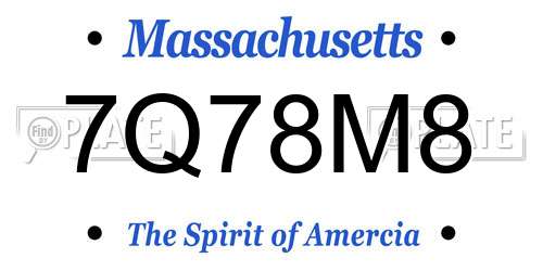 7Q78M8 Massachusetts License Plate