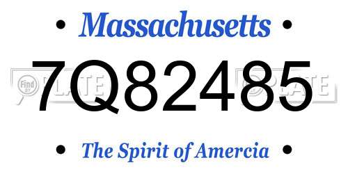 7Q82485 Massachusetts License Plate