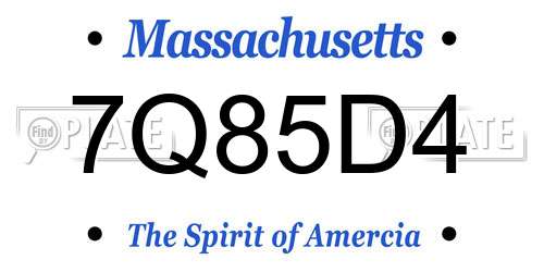 7Q85D4 Massachusetts License Plate