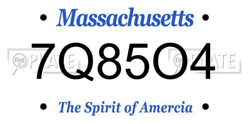 7Q85O4 Massachusetts License Plate