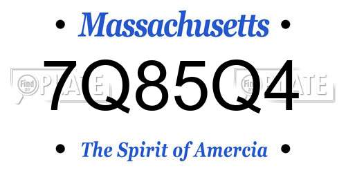 7Q85Q4 Massachusetts License Plate