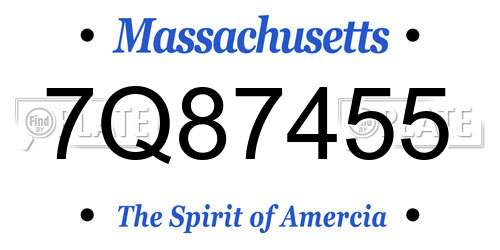 7Q87455 Massachusetts License Plate