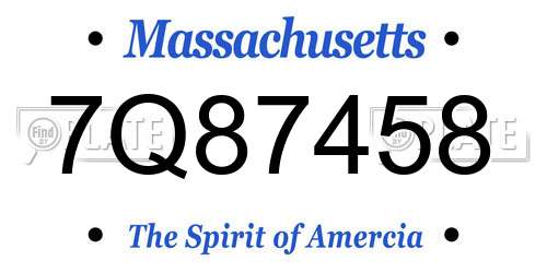 7Q87458 Massachusetts License Plate
