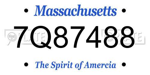7Q87488 Massachusetts License Plate