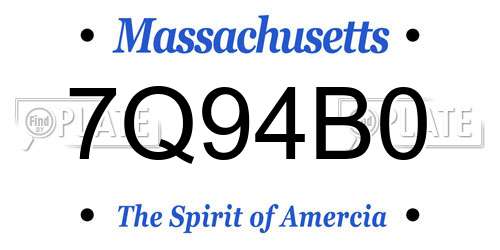 7Q94B0 Massachusetts License Plate