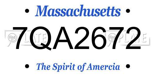 7QA2672 Massachusetts License Plate