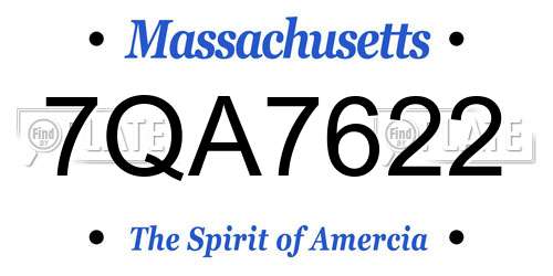 7QA7622 Massachusetts License Plate
