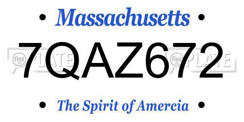 7QAZ672 Massachusetts License Plate