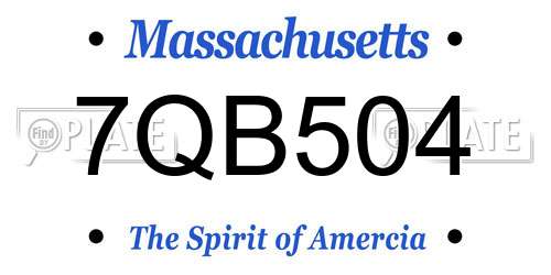 7QB504 Massachusetts License Plate