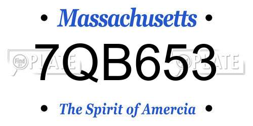 7QB653 Massachusetts License Plate