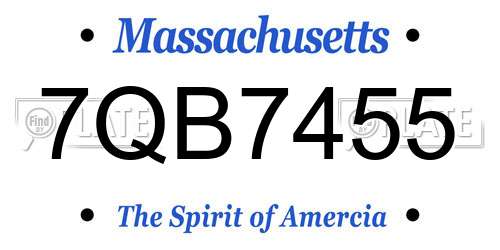 7QB7455 Massachusetts License Plate