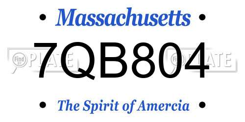 7QB804 Massachusetts License Plate