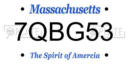 7QBG53 Massachusetts License Plate