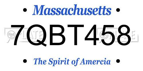 7QBT458 Massachusetts License Plate