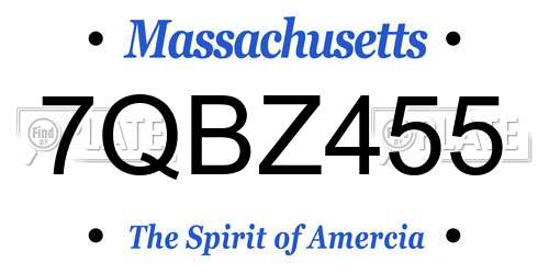 7QBZ455 Massachusetts License Plate