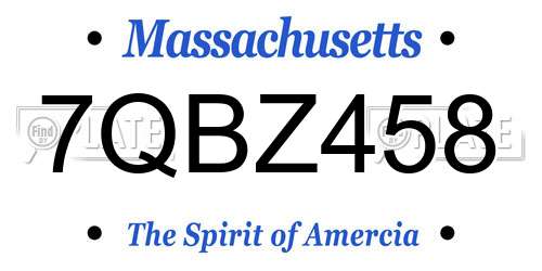 7QBZ458 Massachusetts License Plate