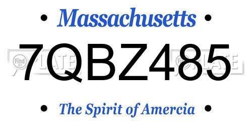 7QBZ485 Massachusetts License Plate