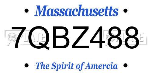7QBZ488 Massachusetts License Plate