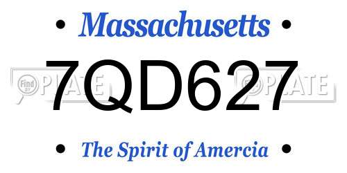 7QD627 Massachusetts License Plate