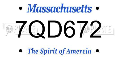 7QD672 Massachusetts License Plate