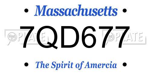 7QD677 Massachusetts License Plate
