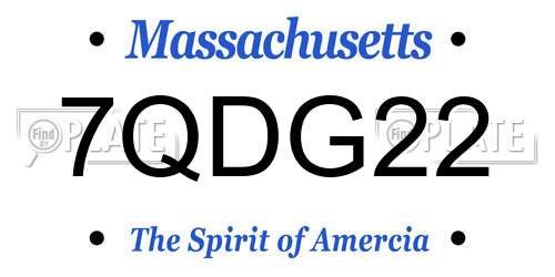 7QDG22 Massachusetts License Plate