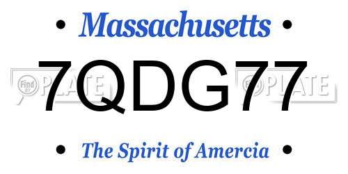 7QDG77 Massachusetts License Plate