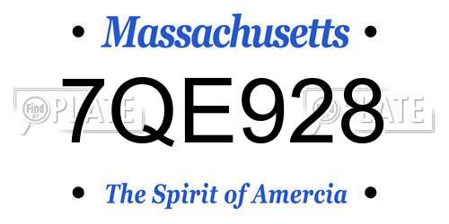 7QE928 Massachusetts License Plate