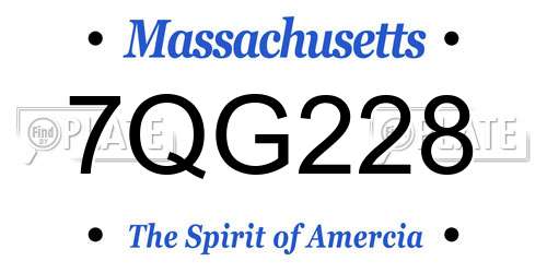 7QG228 Massachusetts License Plate