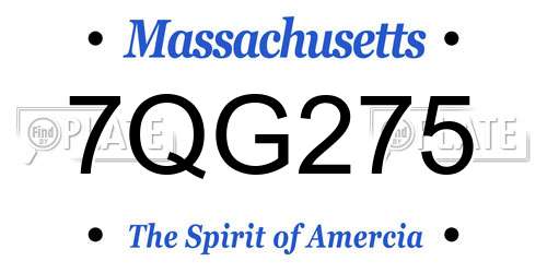7QG275 Massachusetts License Plate