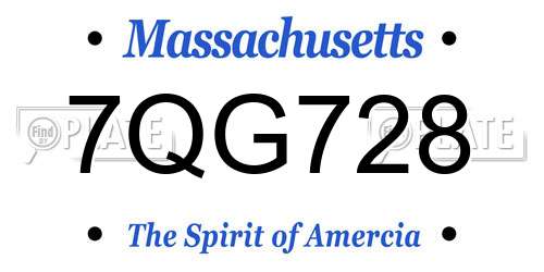 7QG728 Massachusetts License Plate