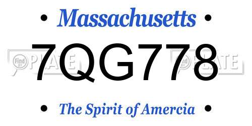 7QG778 Massachusetts License Plate