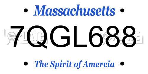 7QGL688 Massachusetts License Plate