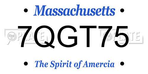 7QGT75 Massachusetts License Plate